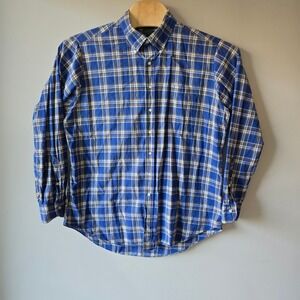 Sid Mashburn Men's Blue Plaid Button Down Long Sleeve Shirt Size XL 100%‎ Cotton